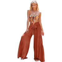 Fashion Wide Leg Pants for Women's Casual Pants 2024 Loose Summer Beach Bohemian Pants With Belt
