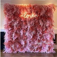 New Design Wedding Christmas Decoration Red Color White Backdrop Artificial Pampas Grass Flower Wall for Wedding Decorations