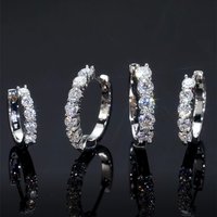 Moissanite Hoop S925 Sterling Silver Women Men Wedding Jewelry Gifts D VVS1 Lab Diamond 14K White Gold Plated Huggies Earrings