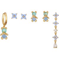 New Arrival Trendy 6pcs Star Zircon 18K Gold Plated Drop Earrings Set 925 Silver Women's Luxury Fashion Jewelry
