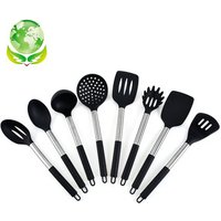 8-Piece Silicone Kitchen Utensil Set with Stainless Steel Handles