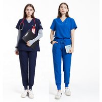 4 Way Stretch Spandex Nurses Hospital Uniforms Nursing Medical Scrub Suit Tops Customized LOGO Jogger Women Scrub Sets Uniform