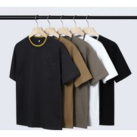 Custom Logo Crew Neck Tee Shirt Blank Ringer T-Shirt Short Sleeve 100% Cotton Contrast Collar Men Ringer T Shirt With Pocket
