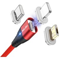 USLION 3A Fast Charger LED Magnetic USB Cable for iPhone Micro USB Flat Head Data Transfer Type C Phone Charge Cable