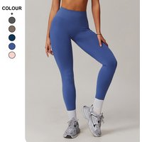 Custom Logo Seamless Quick Drying Tight High Waist Hip Lift Yoga Pants Ribbed Gym Fitness Pants Women'S Running Sports Leggings