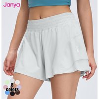Janya Custom Logo Gym Clothes Hidden Pocket Lightweight Breathable Workout Shorts High Waist Quick Dry Fitness Shorts for Women