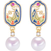 SHDIYAYUN S925 Silver Needle New Chinese Style Design Natural Freshwater Pearl Earrings