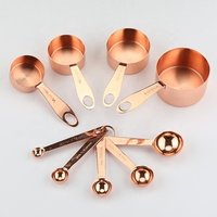 Copper Plated Stainless Steel Measuring Cup and Spoon Stackable Set of 9 with 4 Measuring Cups 5 Measuring Spoons plus 2 Rings