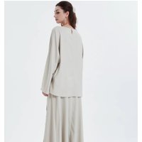 NisaModest Loose Plus Size Seamless Abaya Spring Women's Islamic Prayer Dress with Pockets Cotton Linen