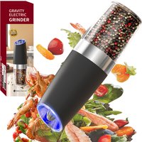 MUYI Best Selling Electric Gravity Salt and Pepper Mill Battery Powered Plastic Grinder with Blue Light Lithium Battery