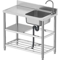 Multifunction Stainless Steel Single Bowl Kitchen Sink with Storage Shelf Small Kitchen Furniture
