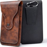 PULOKA Men Phone Holster Universal Leather Belt Clip Pouch Carring Waist Wallet Pouch Mobile Phone Case Bag