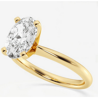 Anniversary Engagement Party Classic 2 Carat Gold Plated Oval Moissanite Solitaire Ring Elegant Jewellery Piece