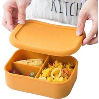 Rectangle Bento Box Silicone Food Storage Container BPA Free Spill Proof Silicone 3 Compartment Bento Lunch Box