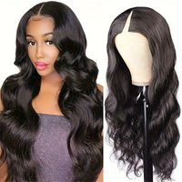 Brazilian Virgin Human Hair Body Wave Wigs Machine Made V Part Thin Part Transparent HD for Adjustable Straps for Black Women