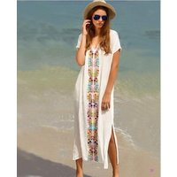 Floral Print Sun Dress Embroidery