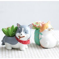 Roogo resin window decor cartoon corgi dog pots