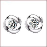 New Hot Fashion 925 Sterling Silver Crystal Earrings for Women Girls Gift Fashion Statement Jewelry