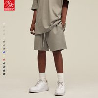 SK 100% Cotton Custom Logo Printed Blank Plain Comfortable Men'S Shorts Athletic Drawstring Vintage Heavy Fabric Short for Men