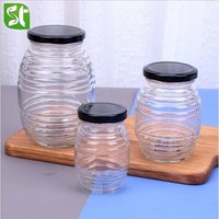 empty pet round clear bear bee shaped honey storage glass jar packing bottle
