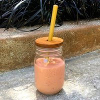 Fruit Juice Drink Mason Jar Bamboo Lid Straw Hole