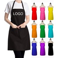 Custom Logo Plain Bib Aprons for Women with 2 Pockets Black Commercial Chef Apron for Kitchen Cooking Restaurant BBQ Cleaning