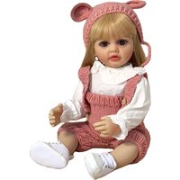 22inch Soft Silicone Bebe Full Body Vinyl Reborn with Music Function Dolls Lifelike Newborn Baby Hair Gifts for Children