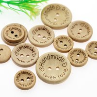 Promotion Spot Low-price Classic Bowl Carved Handmade Love Wood Buttons 2 Holes Mesh Flatback Washable Niucky Brand DIY Material