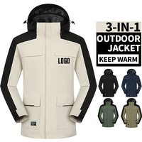 3 in 1 Outdoor Waterproof Windbreaker Hiking Man's Jacket Fashion Inner With Fleece Warm Man's Coat