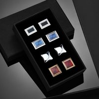 High Quality 4pcs Luxurious Cufflinks Set for Men Bule and Gold Cufflinks in a Package Box