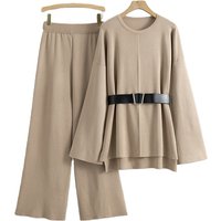 Wholesale Autumn and Winter Knitted 2 Piece Women Two Piece Set Pullover Sweater Pants Set Women's Sweater Suit