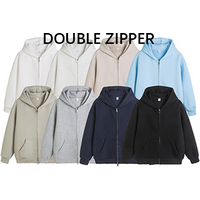 High Quality Men's Custom Logo Hoodie 100% Cotton French Terry Acid Washed Double Zipper with Manufacturer's Zipup