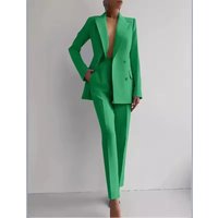S-2XL Women New 2pcs Clothes Set Solid Color Long Sleeve Blazer Jacket High Waist Long Pants Clothing Suit Summer Fashion Office