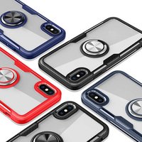 Shockproof acrylic magnetic ring holder transparent phone case cover for iphone 6 7 8 plus x xr xs max