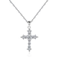 Daidan Twisted Chain Sterling Silver Pendant Cubic Zirconia Jewelry Womens Dainty Cross Necklaces