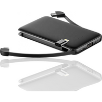 Custom Portable Mini Mobile Battery Charger 5000mAh External Power Bank High Capacity Built-in Micro USB Type C Cable for iPhone