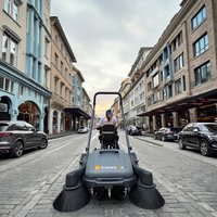 Automatic Cleaning Motor Engine Brush Floor Sweeper New Condition Electric Walk-Behind for Home Hotel Printing Shop Street Use
