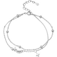 Women Round Beads Charm Double Layer Chain Bracelet Bangle Jewelry Gift 925 Sterling Silver Star Layered Bracelet