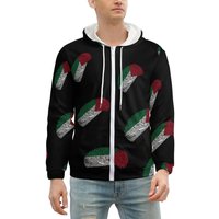 Fitspi Wholesale Flag of Palestine Finger Men's Zip up Hoodie Long Sleeve Hooded Sweatshirt Jacket With Pockets