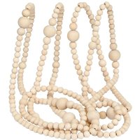 Christmas Wooden Beads Xmas Bead Garland Round Craft Garland Farmhouse Vintage Wooden Beads for Christmas Decoration Supplies