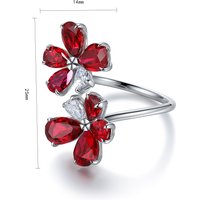 Fashion Boutique Jewellery 925 Sterling Silver Pear Cut Lab Grown Ruby Gemstone Wedding Anniversary Beautiful Flower Design