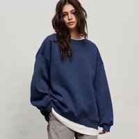 Women's 100% Cotton Oversized Crew Neck Hoodie Breathable Anti-Shrink Ladies Girls' Winter Pullover Sweatshirt Long Autumn Wear