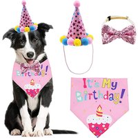 Dog Birthday Party Supplies Cat Party Hat Triangle Bandanas Decorations Pet Accessories Triangular Bandage Print Birthday Set
