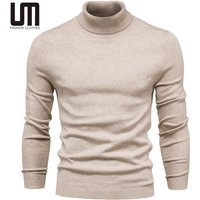 OEM ODM Wholesale New Winter Fashion Mens Turtleneck Solid Color Quality Warm Slim Pullover Thick Sweaters