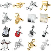 Fashion Brand Mens Cufflink Brass Musical Instrument Cufflinks for Men Luxury Custom Note Sax Cuff Button French Shirt Cuff Link
