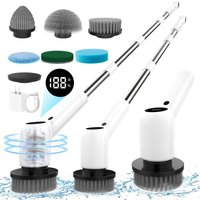 Electric Spin Scrubber Cleaning Brush with 7 Replaceable Brush Heads Adjustable Handle for Bathtub Tile Floor Kitchen