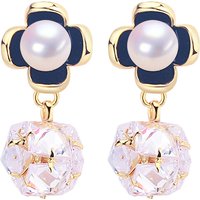 SHDIYAYUN S925 Silver Needle Small Flower Design Natural Freshwater Pearl Earrings