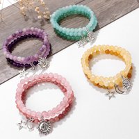 Light Luxury Style Crystal Stone Bead Bracelet Sun Moon Star Pendant with Agate New Small Design Fashion Beaded Bracelets Gift