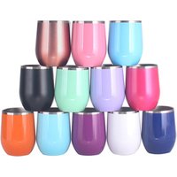 Feiyou Hot selling cups in Amazon double wall stainless steel wine tumbler glitter egg shape mugs with sliding lid