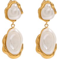 J&D Unique Gold-Plated Vintage Palace Drop Earrings Women's Imitation Pearl Dangle Fashion for Weddings Fall Winter Occasions